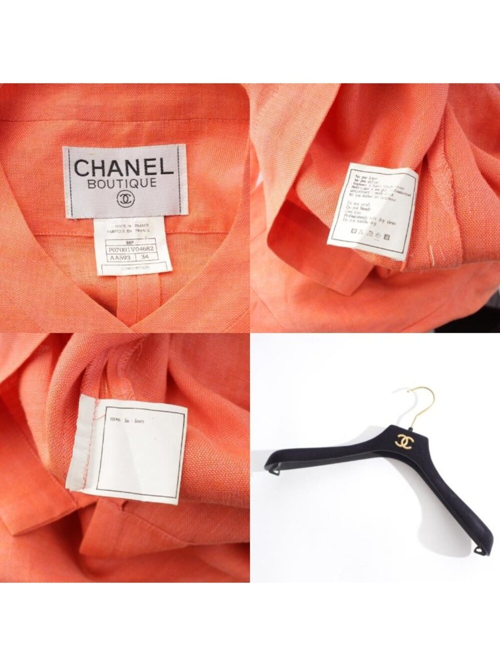 Chanel Linen CC Logo Coco Button Collarless Jacket Pink - Picture 10 of 10
